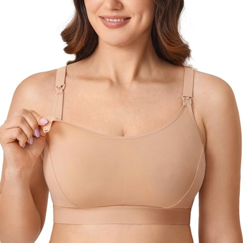 Gratlin Women's Plus Size Nursing Bra Sports Maternity Support Cotton Breastfeeding Bras Natural 3X-Large