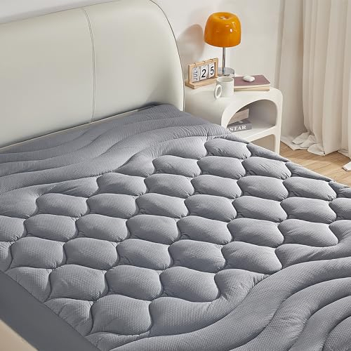 Matratzenschoner 3-ZONEN-Design Atmungsaktiv Schutz, Ergonomischer Matratzen Topper mit tiefem Tasche, weiche Matratzenauflage (160X200X38 cm, Grau)