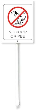 Geroclonup Cartello No Poop or Pee con palo in metallo, 20,3 x 50,6 cm, cartello da giardino in alluminio, per esterni, per prato, cortile, giardino, decorazione, facile da installare