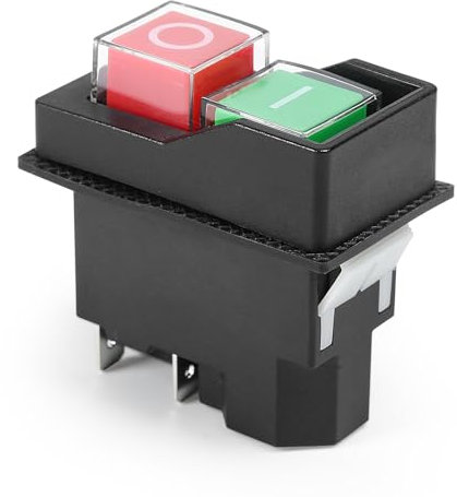 Jadeshay Interrupteur de Sécurité, Interrupteur Électromagnétique Étanche KJD17 à 4 Broches AC250V 16A Interrupteur à Bouton-Poussoir Marche/Arrêt pour Bétonnière Électrique