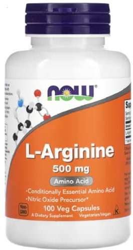 Now Foods - L-Arginin | Hochdosiertes Aminosäurenpräparat für Energie und Ausdauer - 500 mg - 100 Kapseln