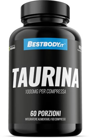 BestBody - Taurina 1000 mg - Supporta la Concentrazione e Contrasta la Fatica Muscolare, Supporto in Palestra e Sportivi, 60 Compresse