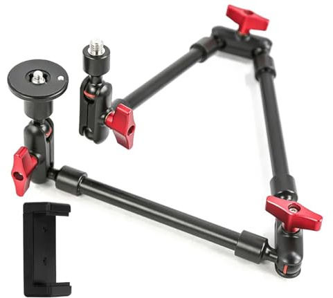 Reflex Camera Braccio magico regolabile con supporto per telefono, robusto braccio in lega di alluminio, lunghezza 80 cm, con supporto universale per telefono, fotografia, videografia e streaming