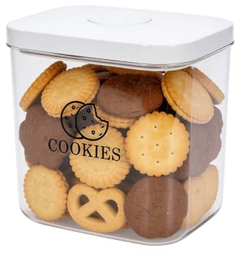 Hynorian Tarro de galletas con tapa hermética, recipiente de almacenamiento de plástico sin BPA para galletas, pan, panecillos y donuts, transparente y apilable, resistente recipiente de