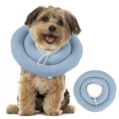 Halsband hund OP, hundskyddskrage för nacke och överkroppssår, mjukt vadderat halsband som alternativ till halsband, vattentät hundkrage med dragsko, OP-krage, dammblå XL