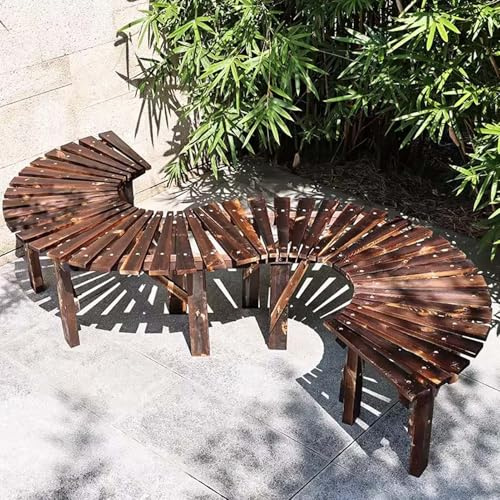Gaommini Banco de jardín Curvo, Asientos para Patio al Aire Libre, Banco Envolvente para árbol para Muebles, Silla de Patio Trasero, Listones de Madera Maciza Resistentes a la Intemperie(Half Round)