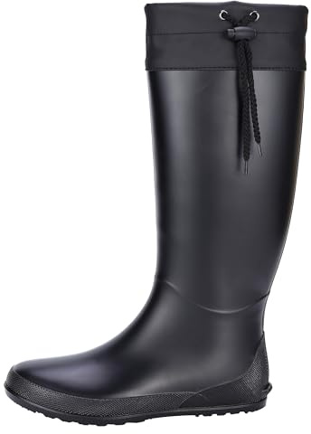Asgard Women's Packable Tall Rain Boots Ultra Lightweight Garden Boots - NOT for Wide Calf, Black 38 (size 7.5-8)