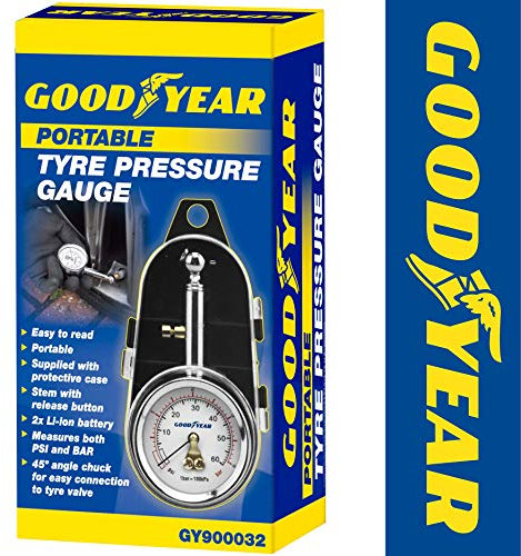 Goodyear Tyre Pressure Gauge With Protective Case| Accurate Dial Reading 0-60 Psi | Ideal For Cars, Motorcycles, Bicycles| Durable Metal Construction| Ergonomic Design| Essential Tire Maintenance Tool