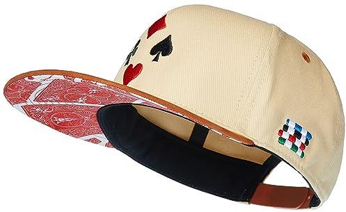 Cadency Snapback Caps Herren, Poker, Baseball Kappe, Basecap gerader Schirm, Premium Qualität, 100% Baumwolle, Langlebig, Einheitsgröße, Damen, Unisex, Beige, Größenverstellbar