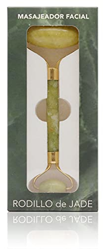 Masajeador Facial Rodillo Piedra Jade. Anti Arrugas, Reducción de Ojeras, Desinflama, Intensifica Tratamientos de Belleza. Mejora la Elasticidad con Skincare.