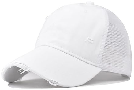 Casquette Queue de Cheval Fille 4-10 Ans - Baseball Mesh Croisée Été Respirant - Chapeau Réglable Snapback Anti-Soleil pour Running Golf Randonnée Extérieur