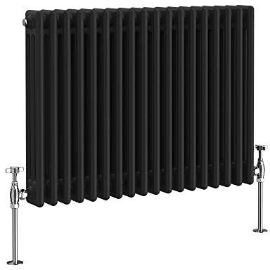 NRG 600 x 830mm Black Radiator Traditional 3 Column Horizontal Central Heating Cast Iron Rads