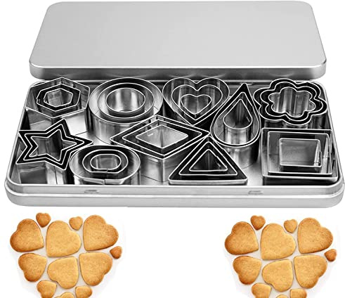 Kaka kakskärare mini, små kakmått av rostfritt stål, geometrisk kakskärare set av rostfritt stål, för gör-det-själv fondant bakning jul (30)