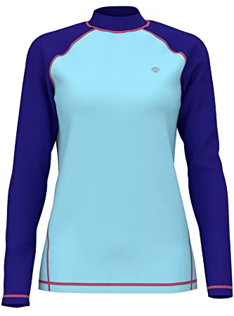 Generic HDTIYUYP Rash Guards für Damen, UV-Schutz, schnell trocknendes aktives Wassersport-Schwimm-T-Shirt, atmungsaktives Surf-Shirt, Strand-Neopren-Oberteil, hellblau, XL