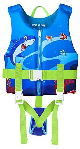 Welebar Kids Swim Vest, Toddler Floaties with Adjustable Safety Strap Swimming Aids Child Float Swimsuit for Boys and Girls Age 2-10 Years Old/22-88lbs