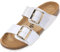 Palado Pantoletten Damen Samos EGS - bequeme Sandalen Made in Spain - Hausschuhe mit dämpfendem Kork-Fußbett - modische Sommerschuhe Weiß Lack UK6 - EU39