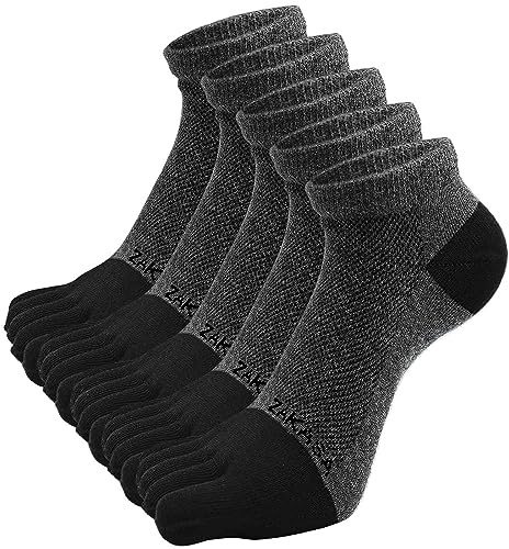 PUTUO Calzini con Dita da Sportivi per Uomo: Calze Sportive Corti Con Dita Separate Uomo Cotone Calze Running Sport Calzini Caviglia Atletici Traspirante 5 Paia 39-42
