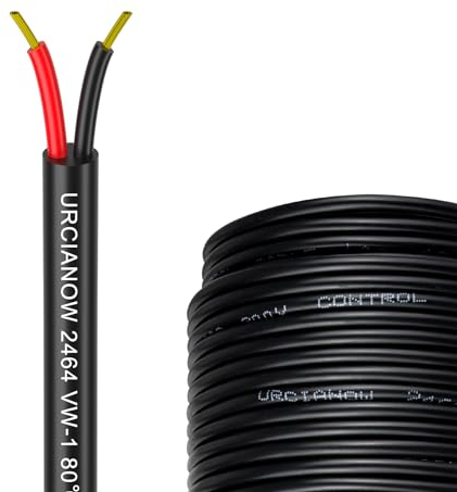 URCIANOW Fil Electrique 24 AWG 2 Conducteurs 10 Mètres Cable 2 Fils UL2464 24 AWG Cordon PVC Toronné Fil de Cuivre Etamé
