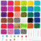 GIAK Loom Bänder Set Loom Rubber Bands Kit 15500 Pcs Loom Bands Set für Armbänder 34 Farben Mit Accessoires DIY Bunt Gummibänder für Kinder Mädchen Jungs
