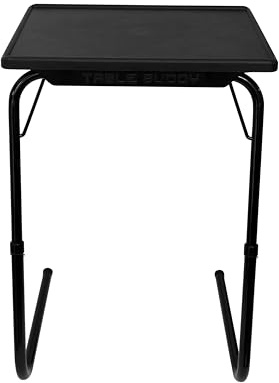 TABLE BUDDY Regular Folding Laptop Table 52.5 x 40 cm – Adjustable Height Bed Tray Desk for Sofa, Bed & Couch – Black Portable Lap Desk with 3 Tilt Positions for Work, Dining & Reading