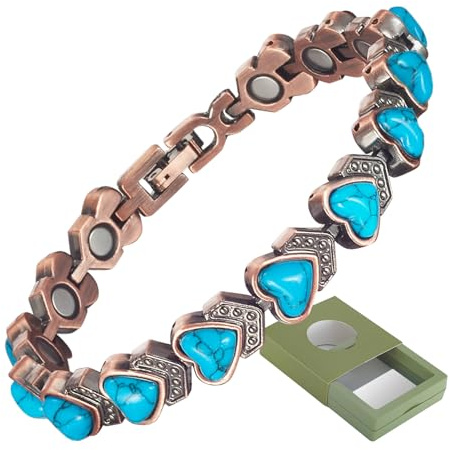 YINOX magnetiskt koppararmband av färgad sten för kvinnor, magnetarmband med hög hållfasthet, inklusive utsökt presentförpackning som är lämplig som en gåva, 22 centimeters