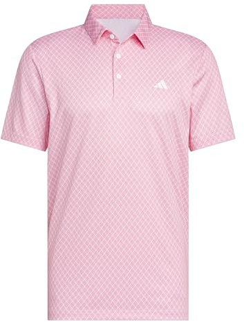 adidas Men's Mens CORE Allover Print Polo Shirt, Pure Ruby/White, XS