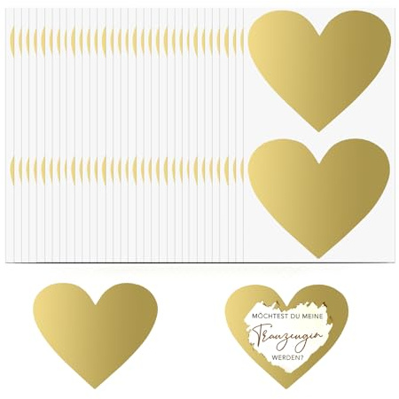 ZYDYRX 100 Piezas Rasca y Pega Forma Corazón Rasca y Gana Autoadhesivo Rasca y Pega Dorado Etiquetas Rascables Forma Corazón para Scrapbooking Postales Tarjetas Felicitación Bodas 6 * 7CM