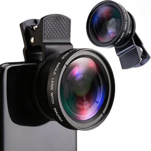 Lente de Teléfono Móvil,Lente de Cámara de Teléfono 2 en 1,Lente para teléfono móvil,Camara Lente Universal para Teléfono Móvil,Objetivo para Cámara de Teléfono Móvil,Objetivo Gran Angular de 0,45x