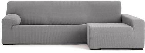 ECOMMERC3 | Copridivano Chaiselongue Braccio Lungo Destra Super Elastico Bielastico - Copridivano Chaiselong Colore Grigio con Schiume di Tenuta e Gomme di Valida Regolazione Destra o Sinistra