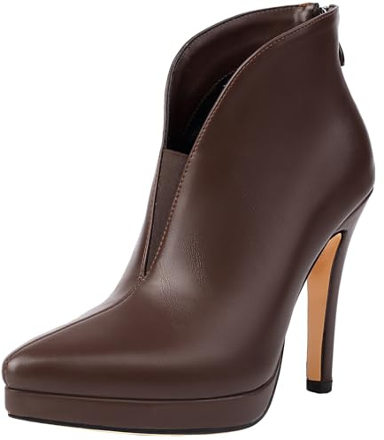 CHICMARK Botines de tacón alto con cremallera interior para mujer, marrón, 36 EU