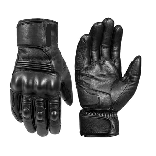 LPHFDCS Gants Moto Homologué Gants de Moto Hiver Gants en Cuir imperméables for Hommes Thermique Chaud intérieur écran Tactile Moto VTT vélo Gants d'équitation Gants Moto(Black,L)