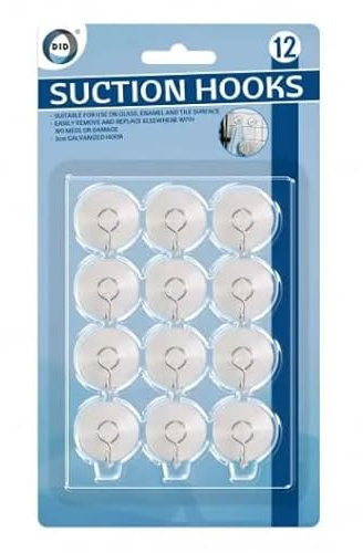 MA NASIR Suction Hooks Strong Clear Plastic Cups with Metal Hook Reusable Glass Window Sucker Hooks for Kitchen Bathroom Hanging Lights Door Wreath Wall Shower Towel Holder Home Accessories (12Pcs)