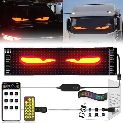 LED Augen Teufelsaugen-Lichter für Autos und LKW, Devil Eyes Licht für Auto, Colorful Devil Eye Lamp Soft Screen for Car Window, Programmierbares Flex-Auto-LED-Display (6.8 * 2.7 inch)