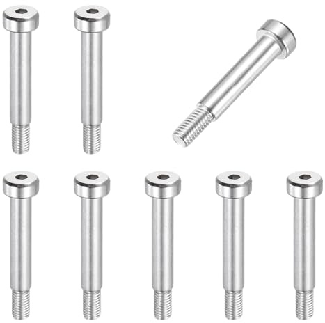 sourcing map 8 Pcs 304 Stainless Steel Shoulder Bolt 6mm Shoulder Dia 25mm Shoulder Length M5x0.8 Thread Hex Socket Shoulder Bolts for Hydraulic Injection Molding Machinery Industries