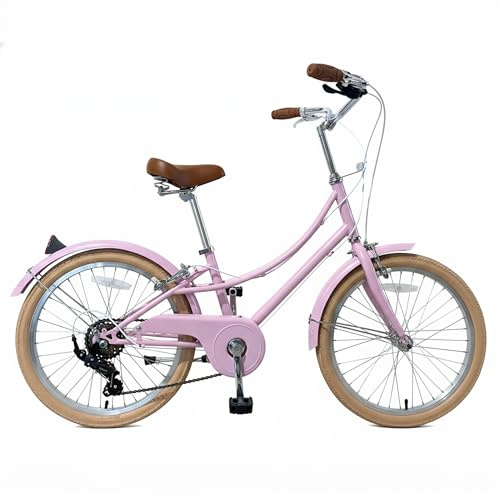 CYBIC Bicicleta de Ciudad 24/26” para Mujer, Bicicleta Urbana Retro Estilo holandés con Shimano 7V, Bicicleta Ligera de Aluminio con Cesta de ratán (Pulgadas, 26, Rosa, Pulgadas, 16)