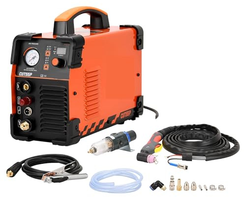 Tagliatrice al plasma, Taglierina al plasma CUT55P, macchina da taglio al plasma for metalli con inverter IGBT ad arco non touch da 50 A, spessore massimo di taglio 16 mm