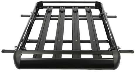Bacas universales para techo de coche, portaequipajes de 160 x 100 x 13 cm, cesta portaequipajes de aluminio, portaequipajes para SUV - capacidad de 150 kg. Fijación sencilla, negro