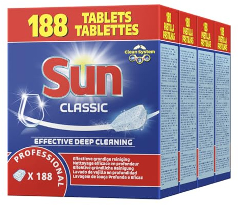 Sun Tablet Classic - Pastillas detergente lavavajillas 188 Piezas x 4 cajas
