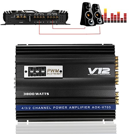 MJJEsports 3800W Rms 4 Canales 4 Ohm Potente Coche De Audio Amplificador De Potencia Estéreo Amp