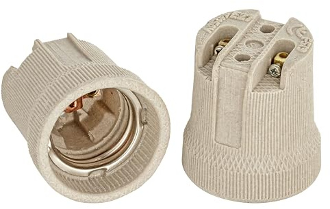 ISOLATECH 2Stk E27 Keramik Fassung LED Energiesparlampen (max.250V/4A) Leuchtmittel für Home Decke Installation Badezimmer Küche Kühlschrank Halterung Sockel einbauen hitzebeständig