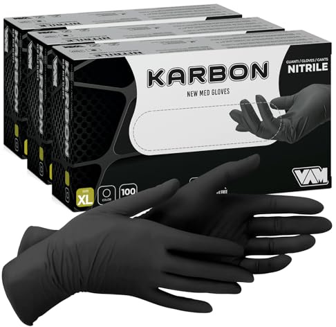 Eurocali 300 Guanti Neri Nitrile Monouso Non Sterili Senza Lattice e Senza Talco per Pelli Sensibili Colore Nero Taglia XL