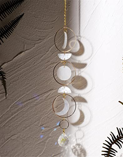 Hava Kolari Sonnenfänger Kristall Fenster Suncatcher Garten Prisma Anhänger Hanging Windspiel Regenbogen Mond Anhänger für Fenster Haus Hochzeit Garten Ramadan Dekoration (Weiß)