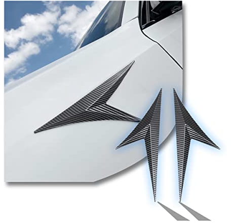 JNNJ 2Pcs Garniture Triangulaire D'ailes Latérales D'aération, Décoratif Couverture D'aération D'aile, Autocollant Latérale D'aile de Voiture, Universelles Couvercle Garde-Boue Latéral(Fibre Carbone)
