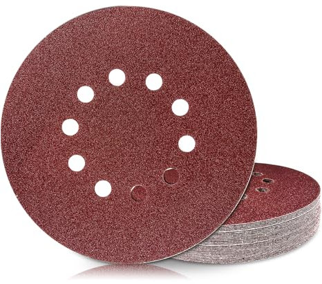 GEOGIEEW 30Stk 225mm Schleifpapier Klett, 150 Körnung 10 Loch, are Suitable for Langhalsschleifer, Trockenbauschleifer, and Giraffen Sanders