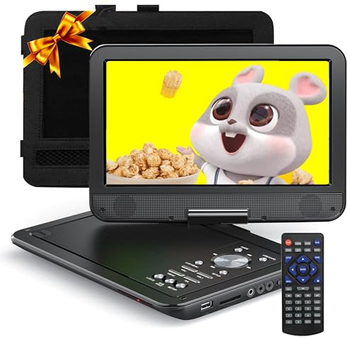 Yoton 12,5 Tragbarer DVD Player mit 10,5 HD-Drehbildschirm für Auto, inkl. Autoladegerät, Netzteil, Akku, USB/SD-Karten & TV-Sync, Weiß [Blu-ray Nicht unterstützt]