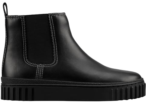 Clarks Premium Botas Mayhill Top Chelsea para mujer, cuero negro, talla 6.5 UK, Piel negra, 40 EU