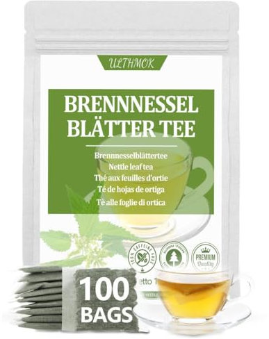 Brennesseltee 100 Teebeutel | Nettle Leaf Tea Bags - Hergestellt aus 100% wilden Brennnesselblättern - Keine Zusätze & Koffeinfrei - Mild und Nahrhaft