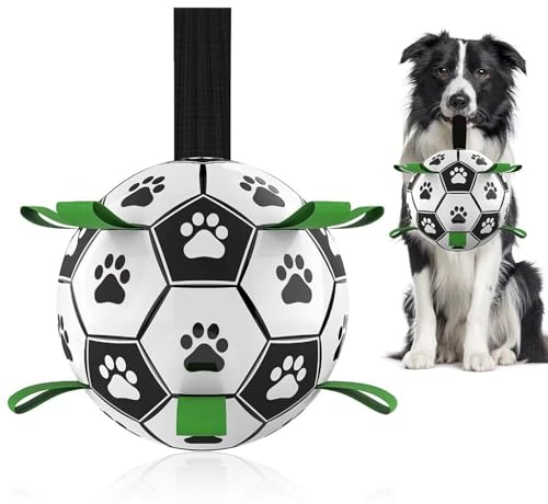 HETOO Hundespielzeug, Hundeball mit Nylon Seil, Premium Hundefußball Spielzeug für Mittlere Große Hunde Indoor & Outdoor Unterhaltung (6 Zoll)