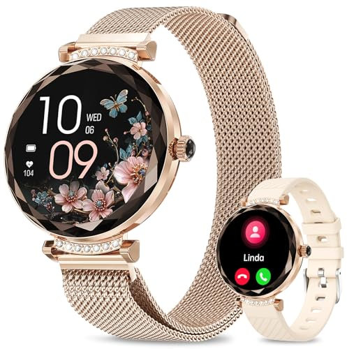 Smart Watch for Women,1.19 AMOLED Women Smart Watch With Bluetooth Call,100+ Sports Modes,Heart Rate/Blood Pressure/SpO2 Monitor,IP68 Waterproof,Fitness Tracker,Smartwatch for Android/iOS Rose Gold
