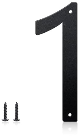 4 Inch House Numbers and Metal Letters for Outdoor Signs, House Numbers for Outside, Aluminum Address Letters and Numbers for Door, Mailbox, Garden, Perfect for Home or Office (Number 1)